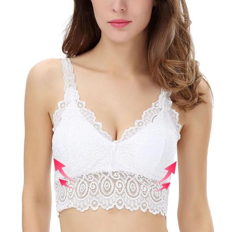 Women Girl Lace Bra Floral Bralette Bustier Crop Top Cami Padded Tank Tops