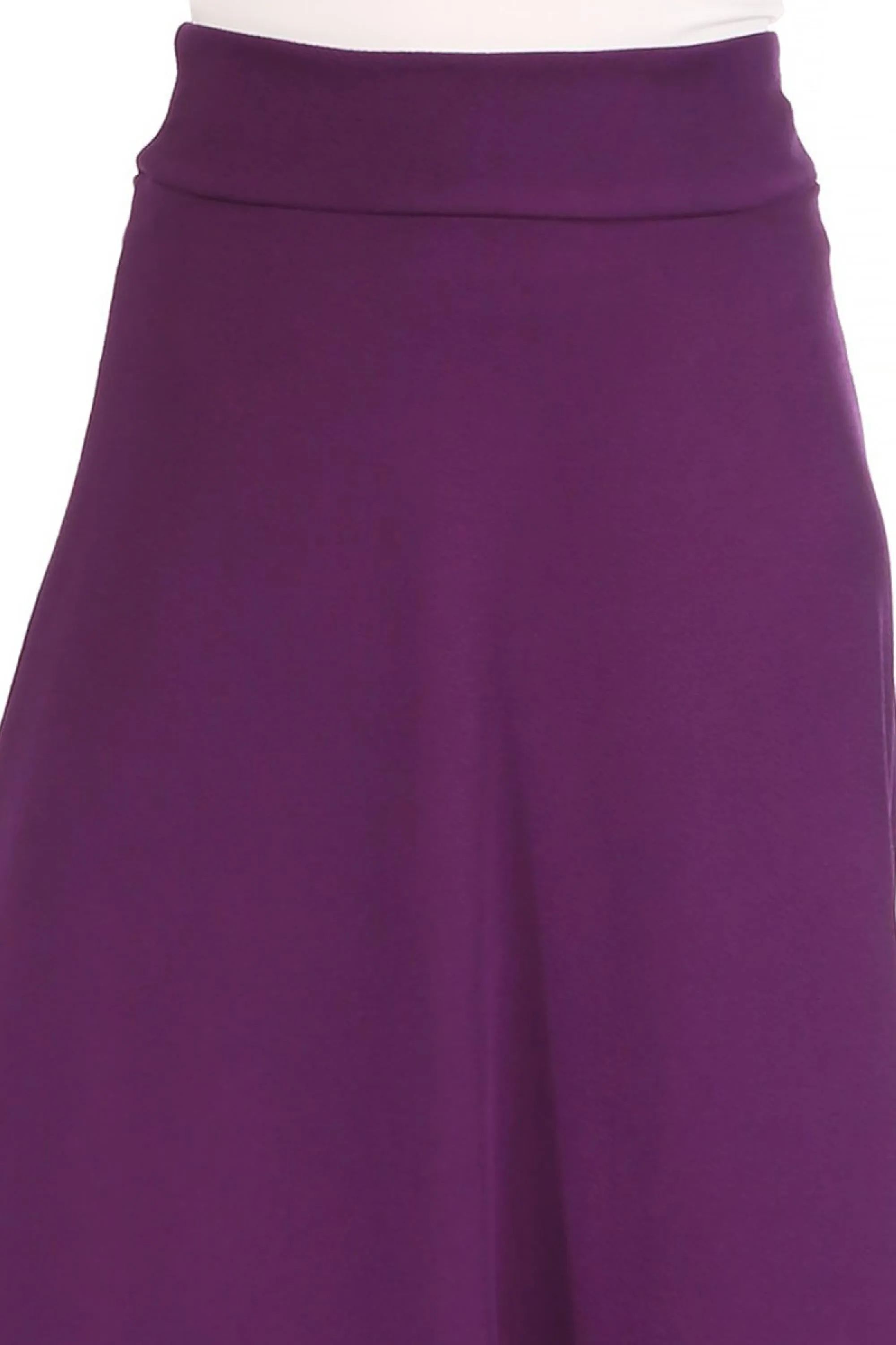 Women's Casual Solid Flare A-line Long Skirt with Elastic Waistband