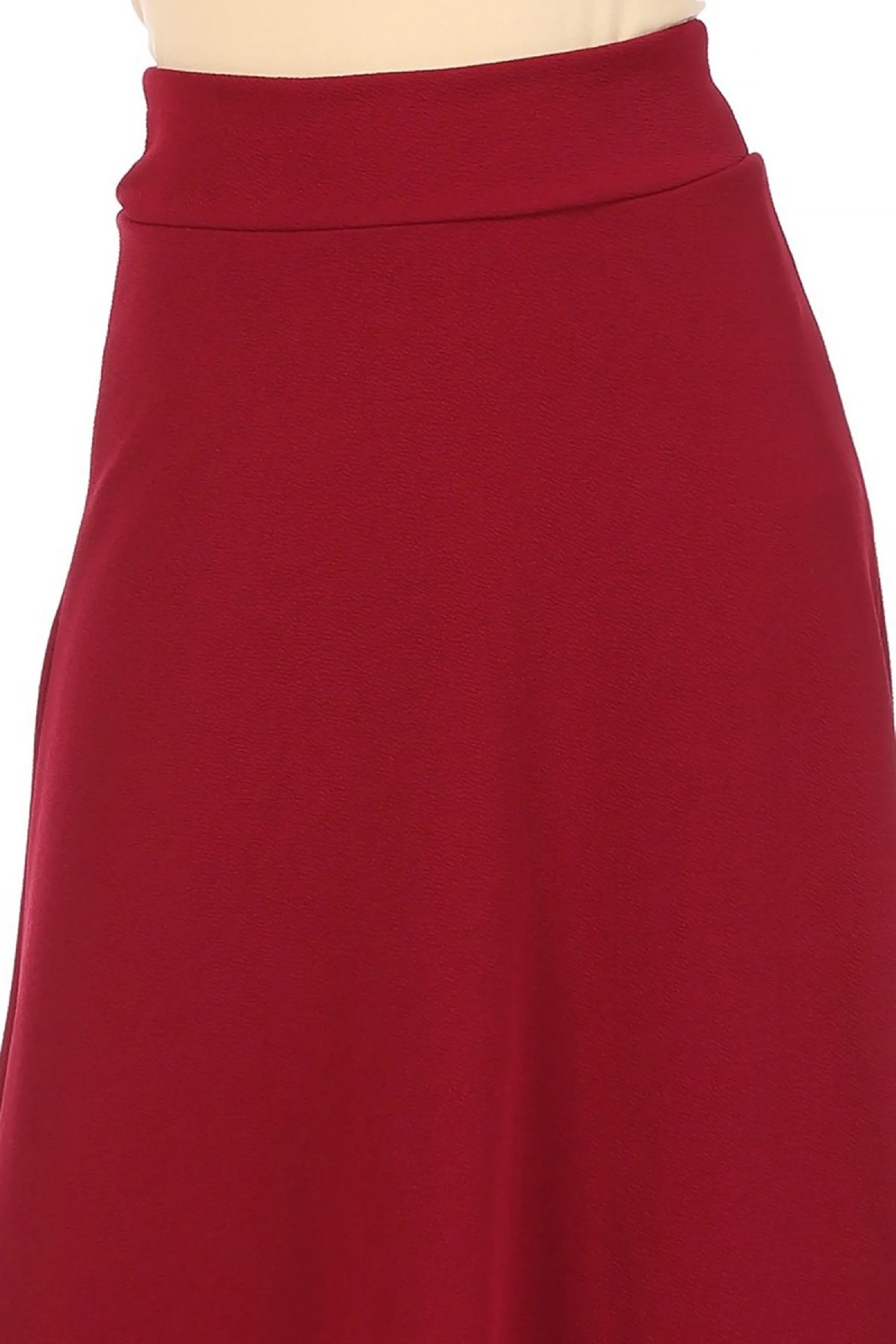 Women's Casual Solid Flare A-line Long Skirt with Elastic Waistband