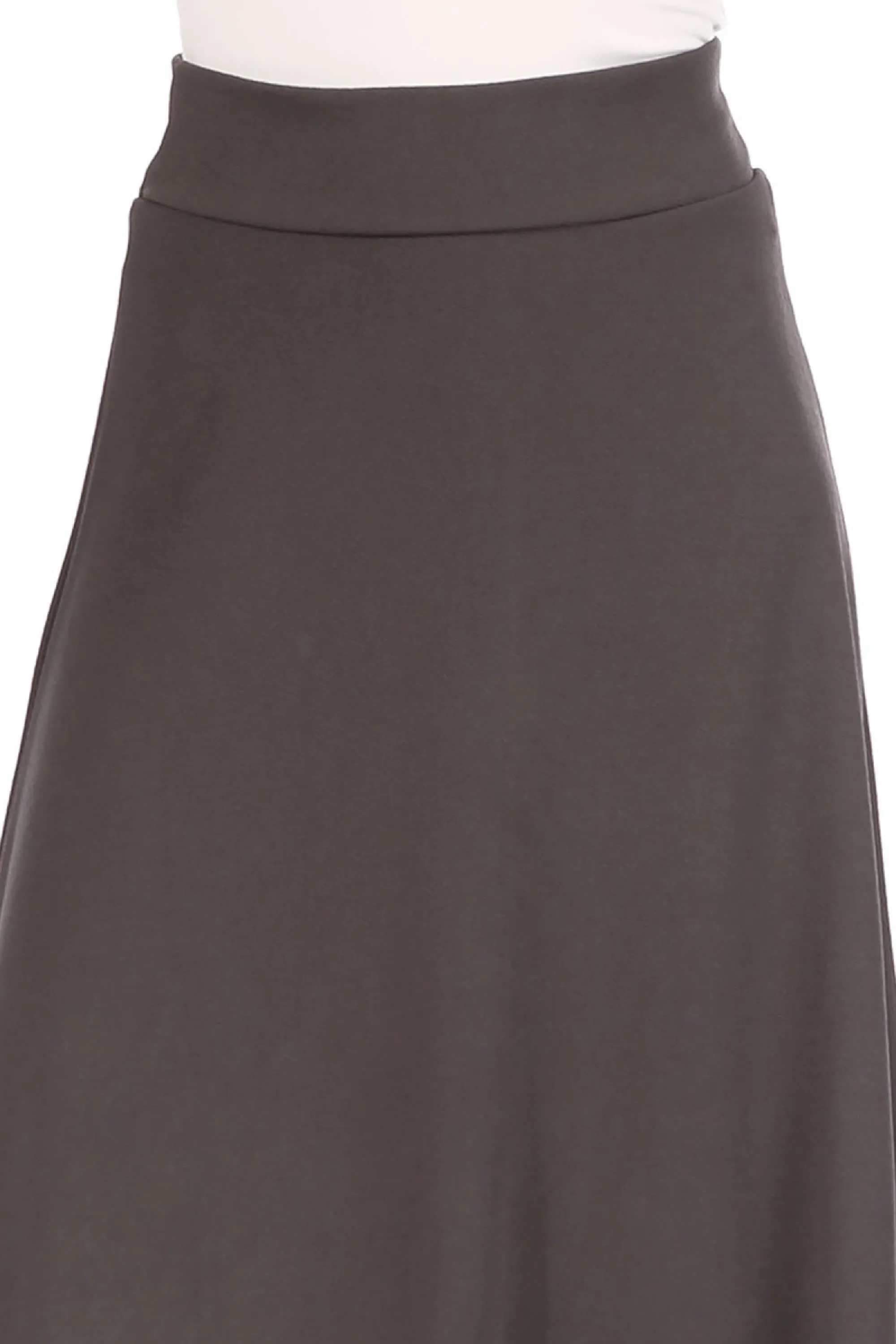 Women's Casual Solid Flare A-line Long Skirt with Elastic Waistband