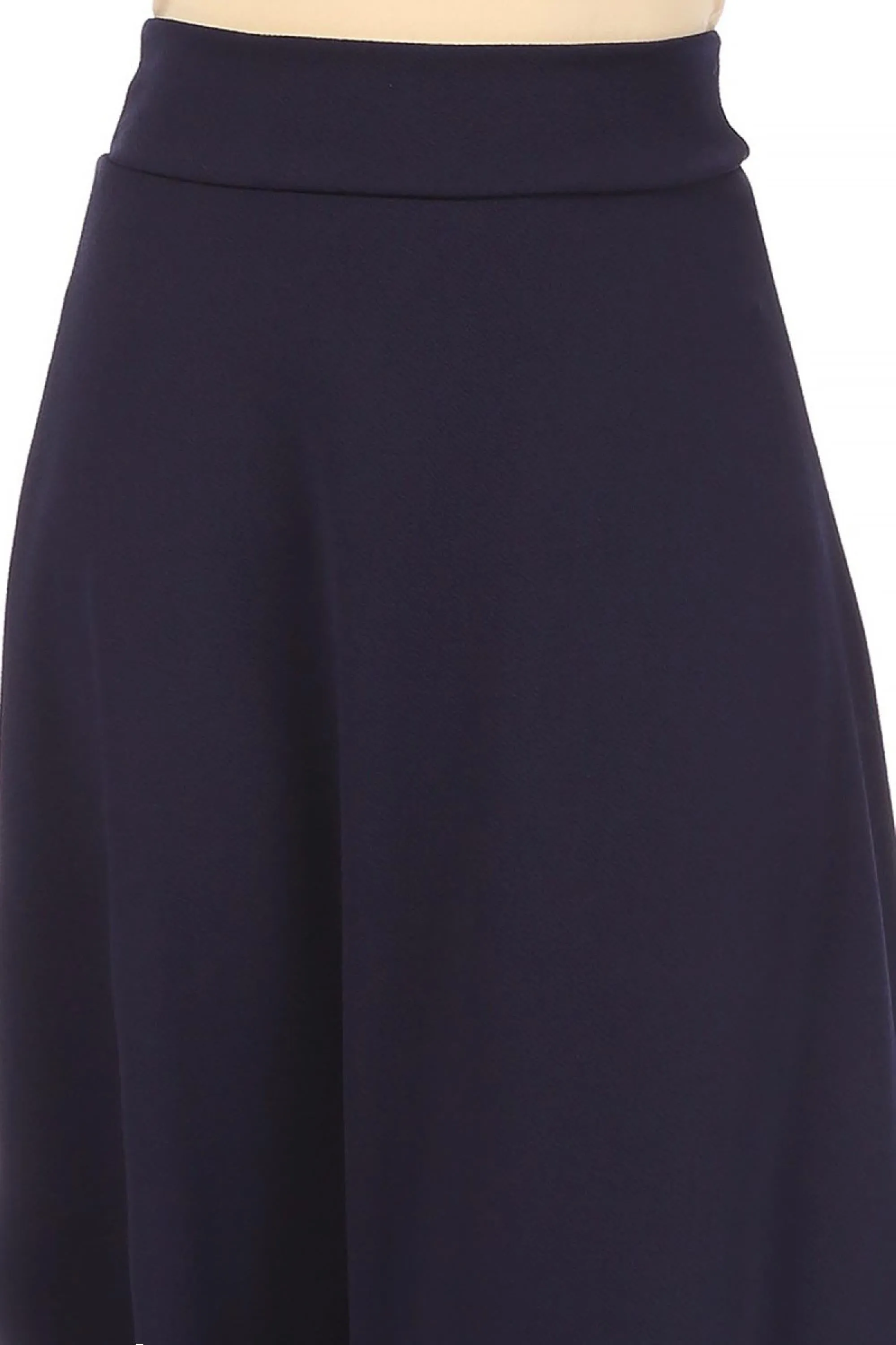 Women's Casual Solid Flare A-line Long Skirt with Elastic Waistband