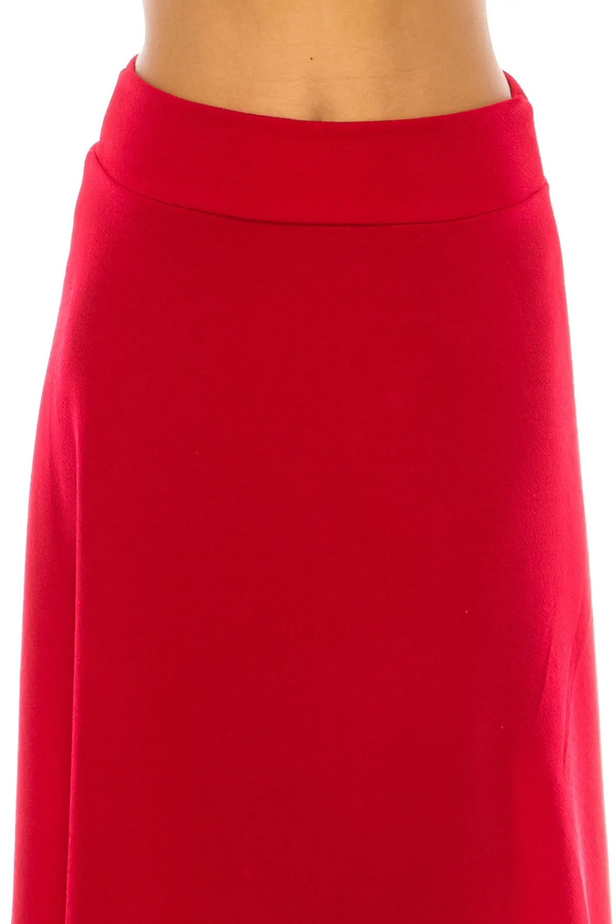 Women's Casual Solid Flare A-line Long Skirt with Elastic Waistband