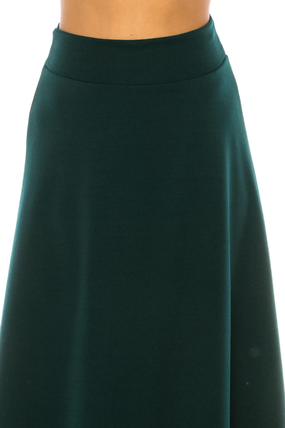 Women's Casual Solid Flare A-line Long Skirt with Elastic Waistband