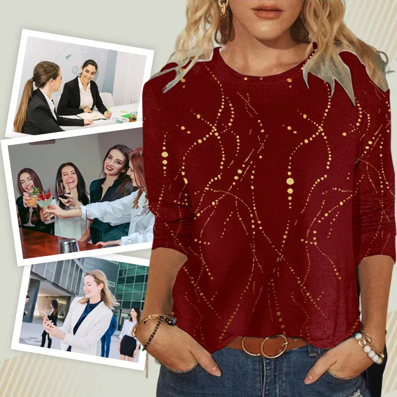 Women's Long Sleeve Round Neck Print Top