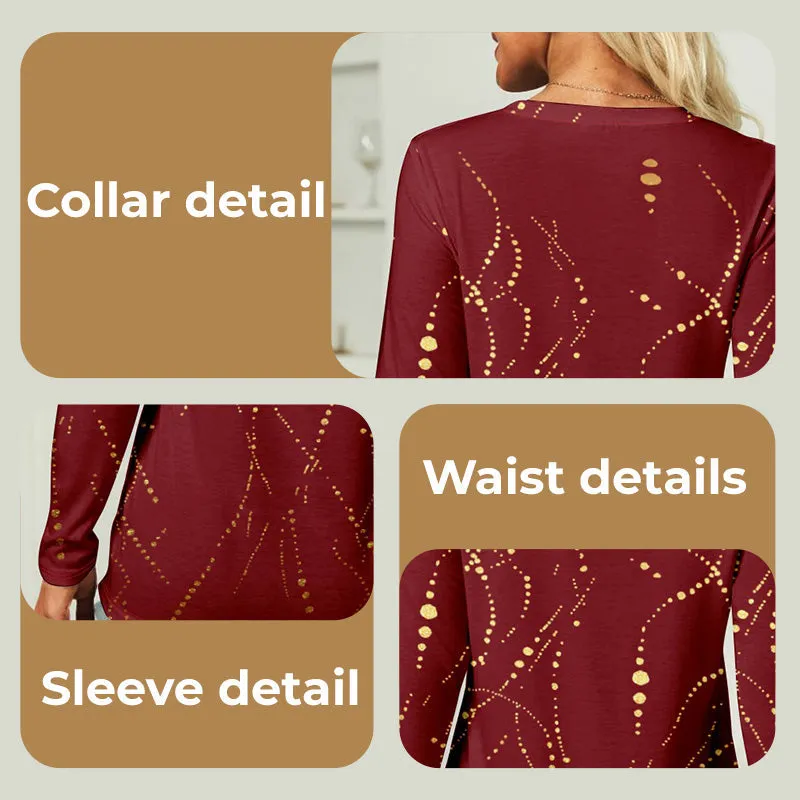 Women's Long Sleeve Round Neck Print Top