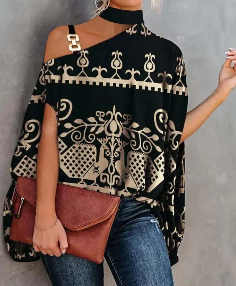 Women's One Shoulder Asymmetrical Floral Print Blouse | Summer