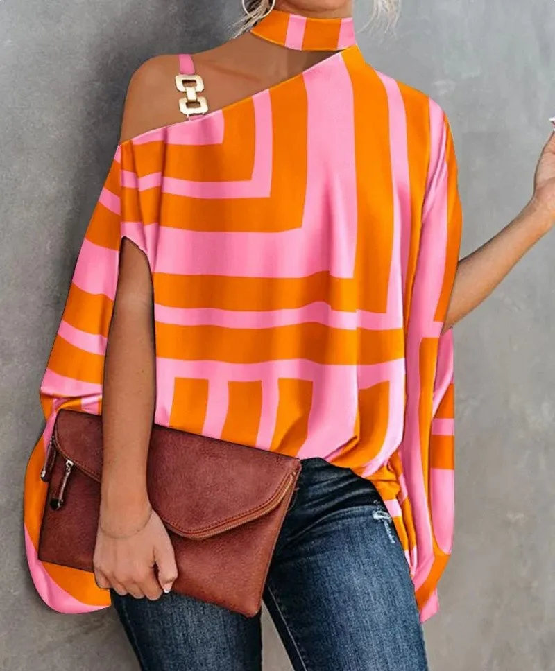 Women's One Shoulder Asymmetrical Floral Print Blouse | Summer
