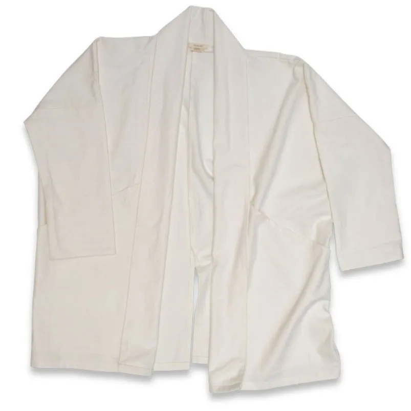 Women's Organic Cotton Canvas Kimono Jacket - Bone