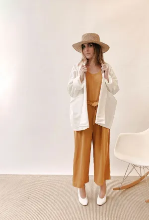 Women's Organic Cotton Canvas Kimono Jacket - Bone
