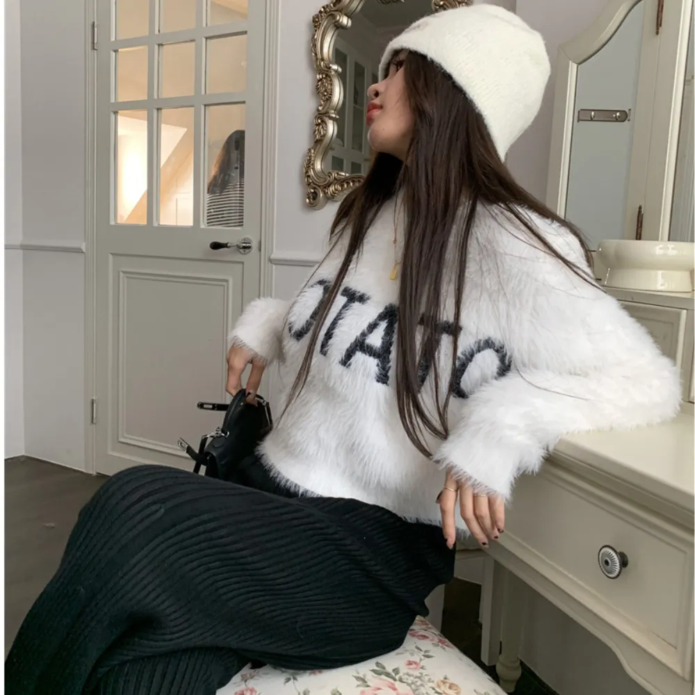 Women's Solid Color Mink Sweater