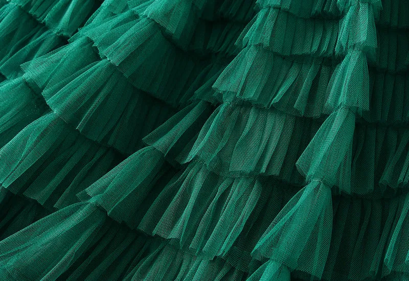 Women's Spring Autumn Pleated Long Mesh Skirt
