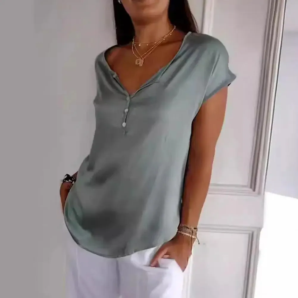 Women's V-Neck Button Blouse | Casual & Elegant
