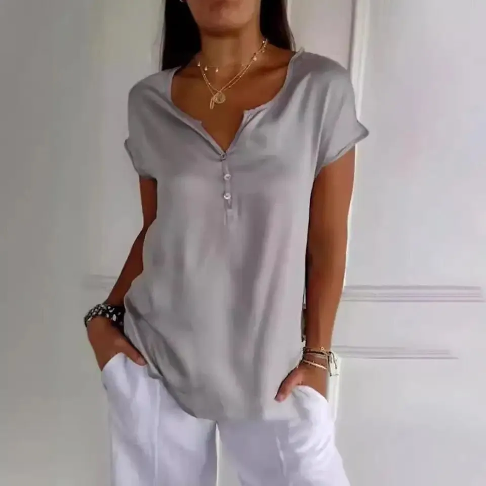 Women's V-Neck Button Blouse | Casual & Elegant
