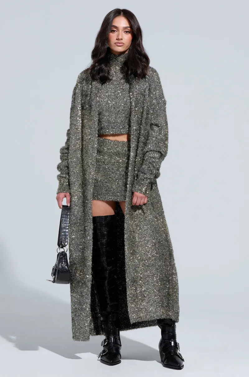 WRAPPED IN GOLD CROPPED MOCK NECK SWEATER