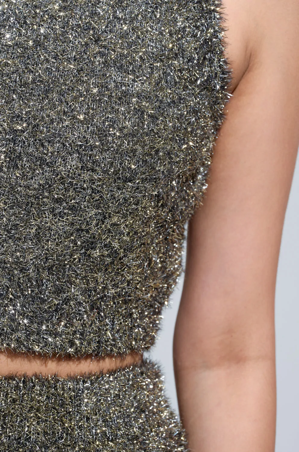 WRAPPED IN GOLD CROPPED MOCK NECK SWEATER