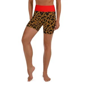 Yoga Shorts Leopard and Red