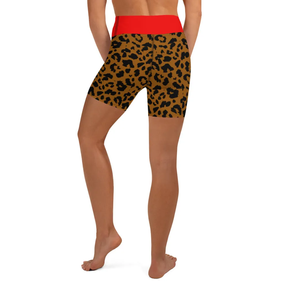 Yoga Shorts Leopard and Red