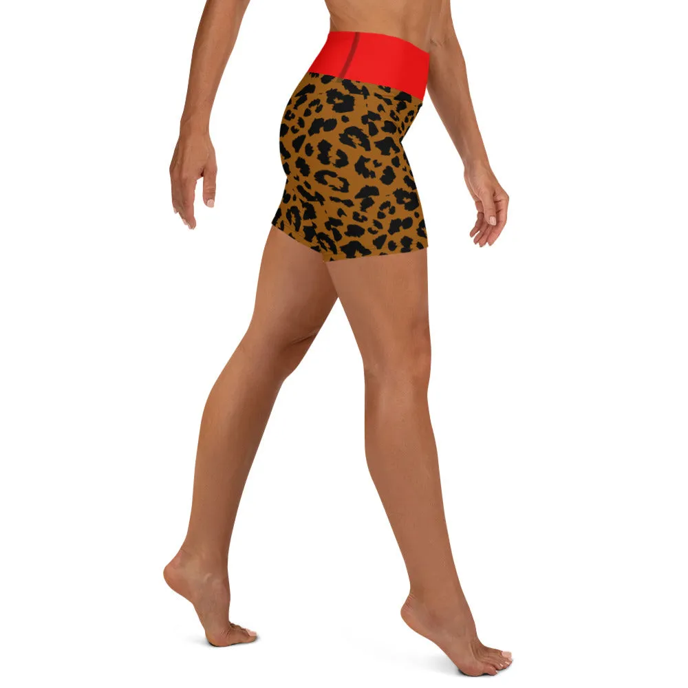 Yoga Shorts Leopard and Red