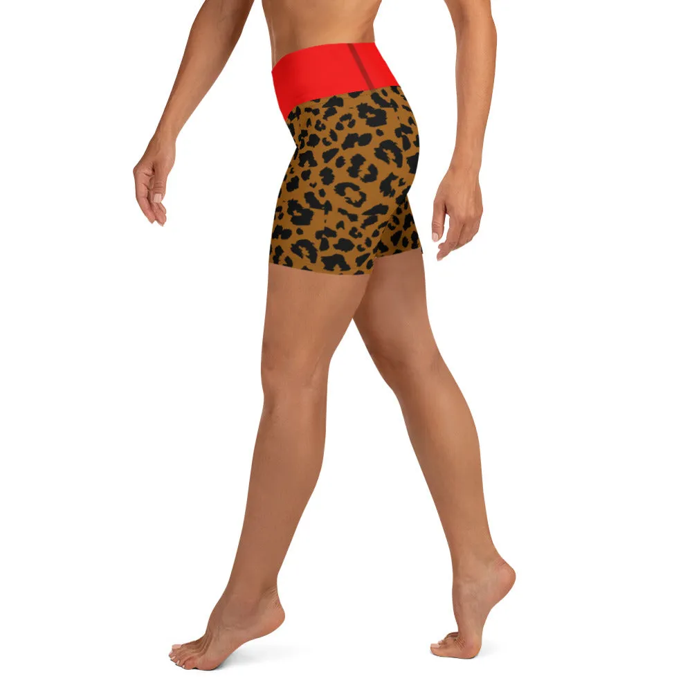 Yoga Shorts Leopard and Red