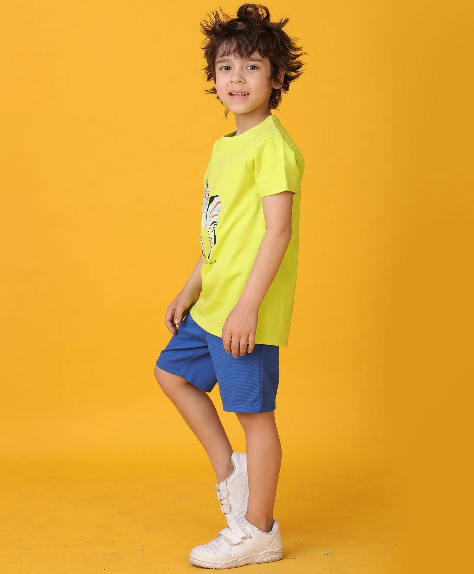 ZEBRA ROYAL SHORTS SET - LIME/ROYAL