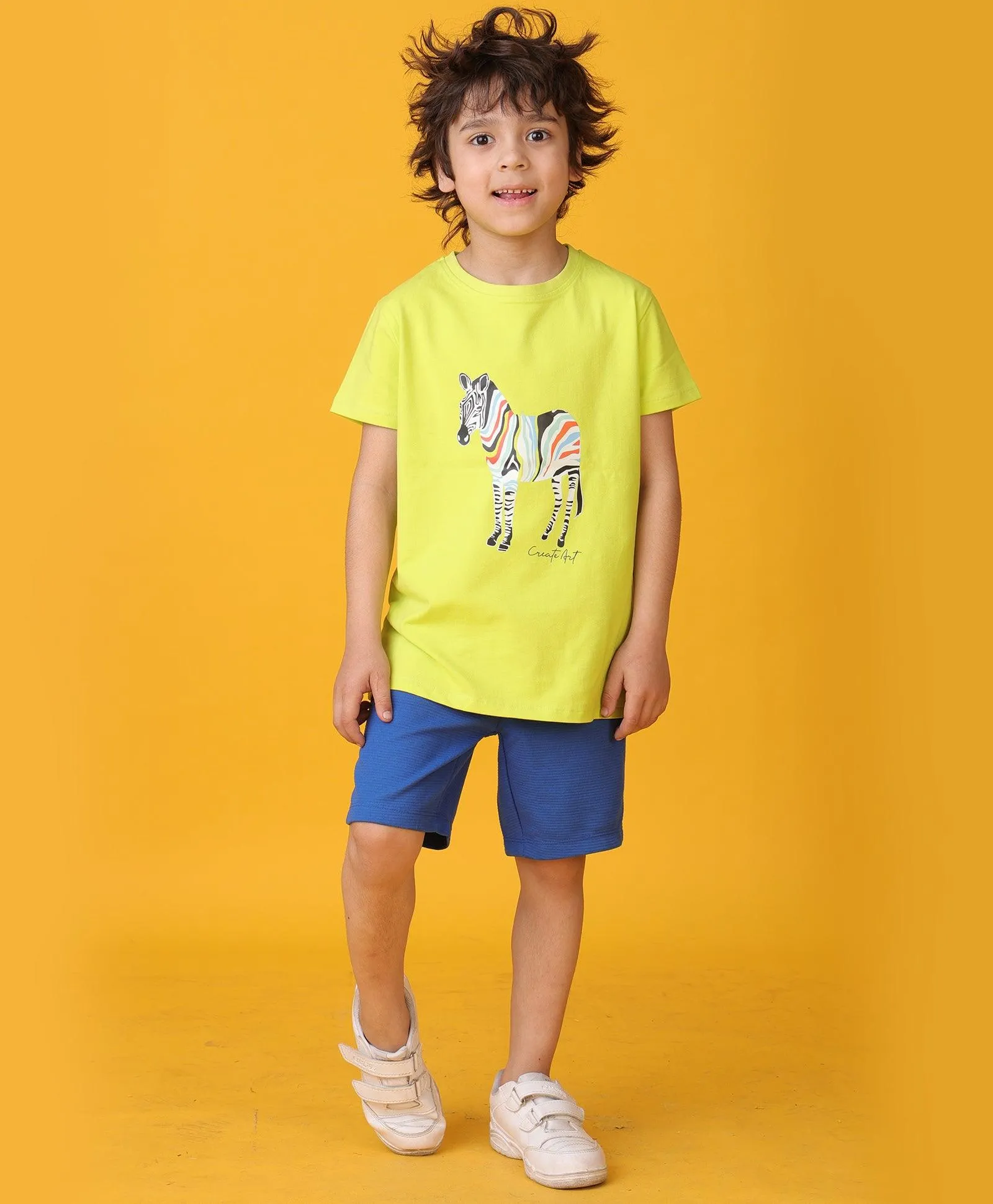 ZEBRA ROYAL SHORTS SET - LIME/ROYAL