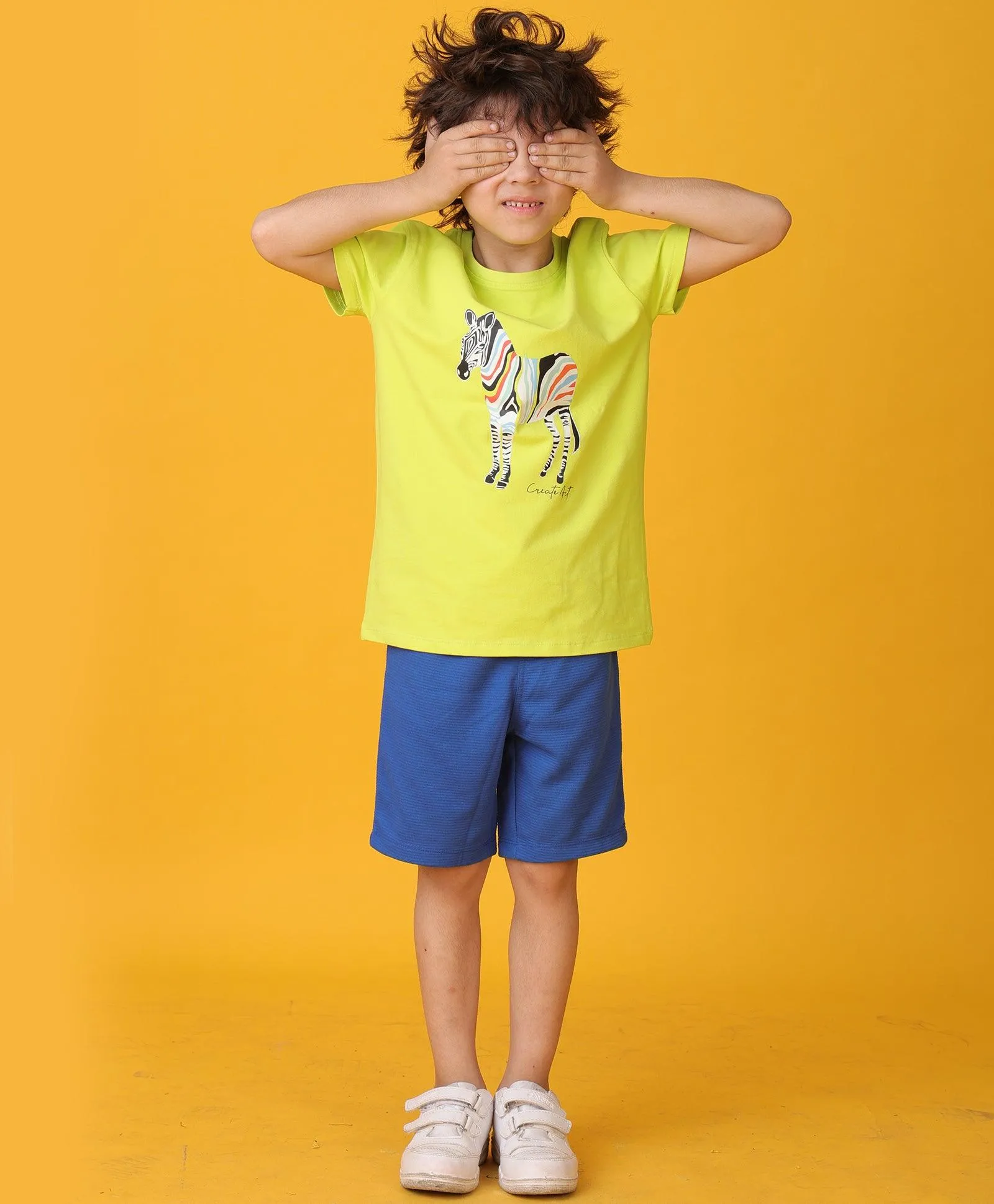 ZEBRA ROYAL SHORTS SET - LIME/ROYAL